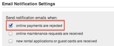 Email notifications screenshot